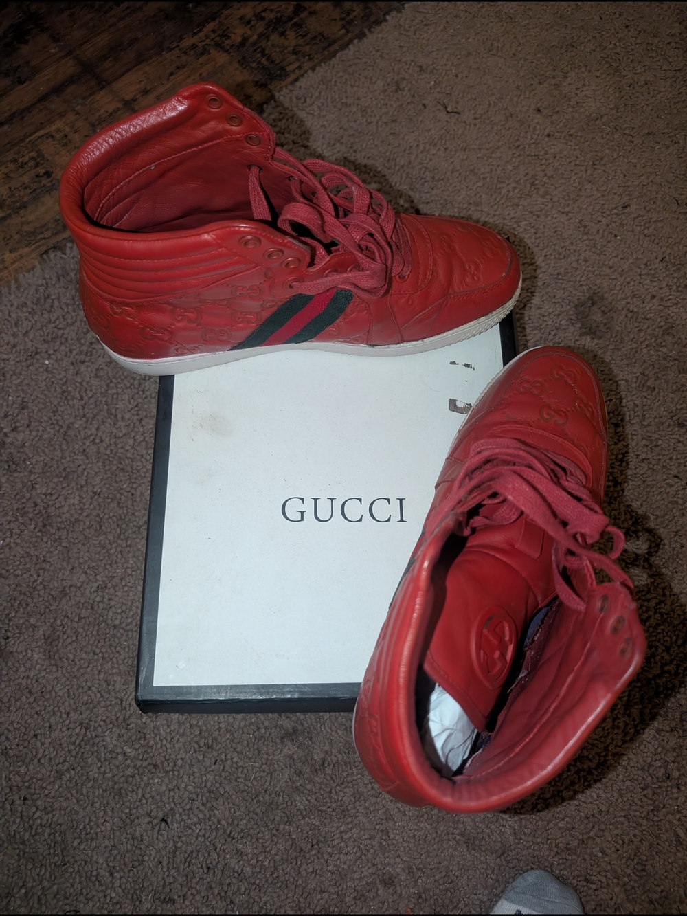 Gucci Kids Red High-Top Sneakers